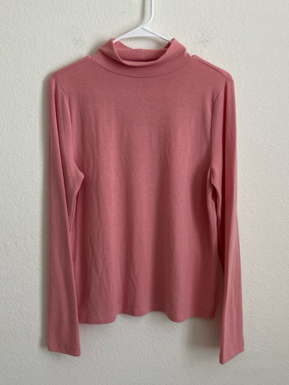 LOFT Women's Pink Ribbed Mock Neck Long Sleeve Top Size L, Soft and Cozy, NWT